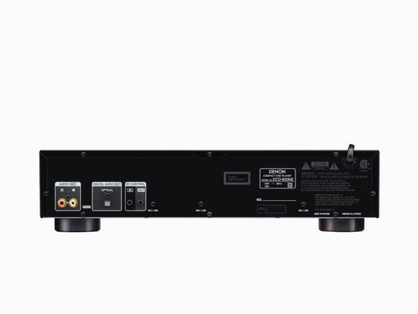 Rear panel of the Denon DCD-600NE CD Player displaying output connections and power input.