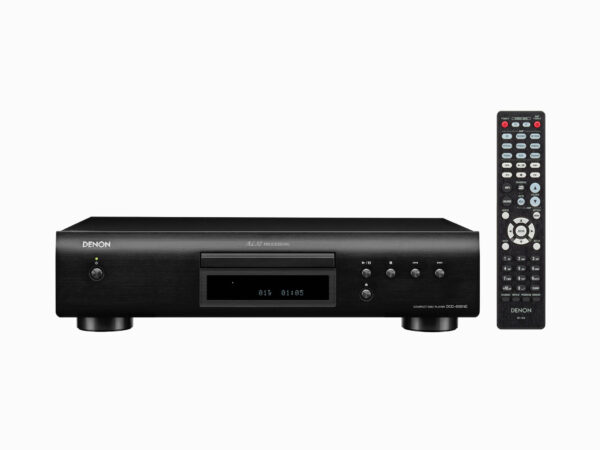 Denon DCD-600NE CD Player with included remote control, showcasing user-friendly operation.