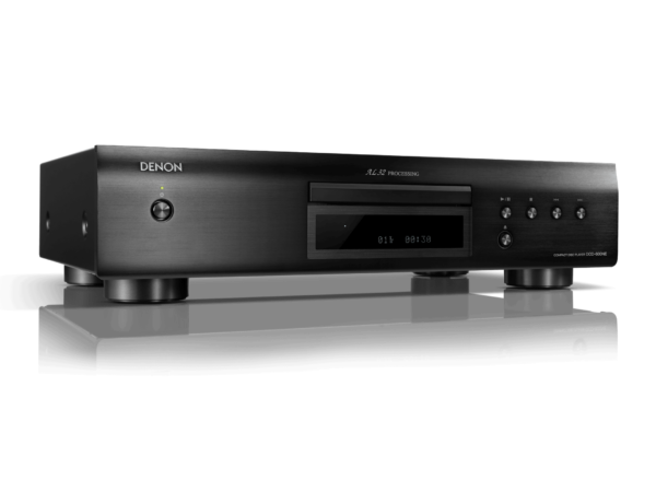 Angled view of the Denon DCD-600NE CD Player highlighting its refined design and sturdy build.
