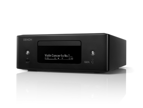 Elegant Denon CEOL RCD-N12 mini Hi-Fi system, featuring a modern design with touch-sensitive controls and premium build.